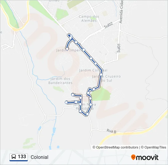 133 Bus Line Map