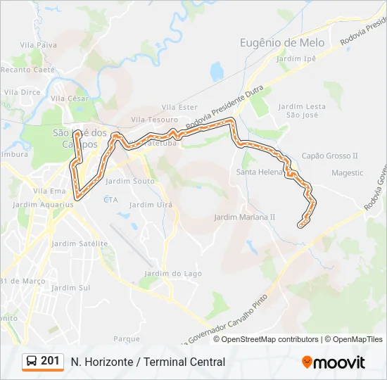 201 Bus Line Map