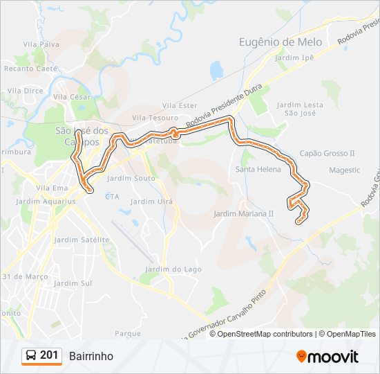 Mapa de 201 de autobús