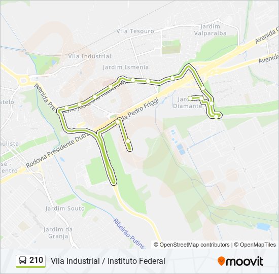 Mapa de 210 de autobús