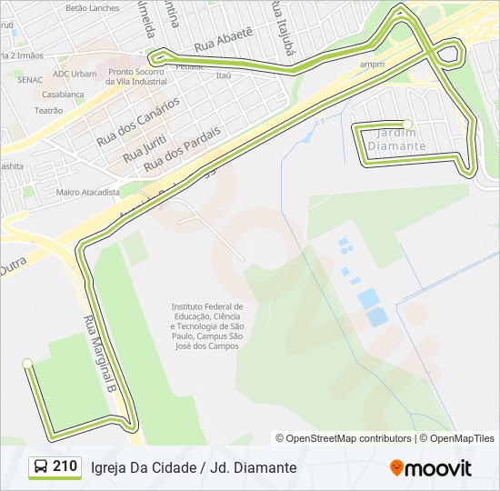 Mapa de 210 de autobús