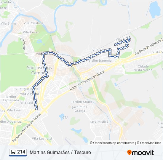 Mapa de 214 de autobús