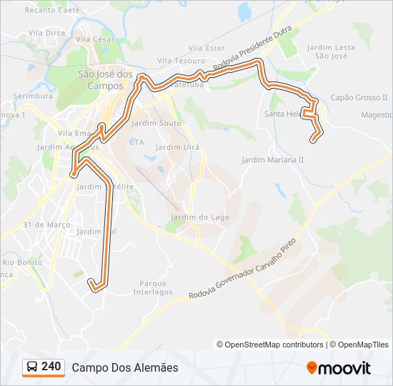 Mapa de 240 de autobús