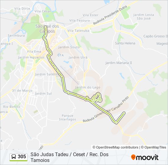 Mapa de 305 de autobús