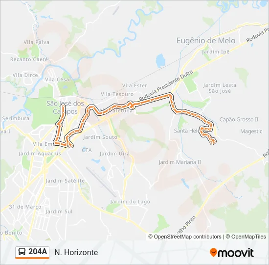 204A Bus Line Map