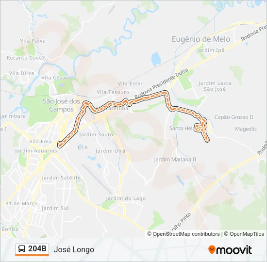 204B Bus Line Map