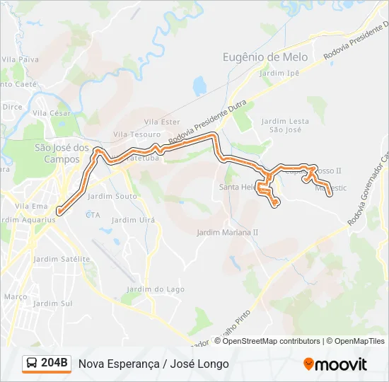 204B Bus Line Map