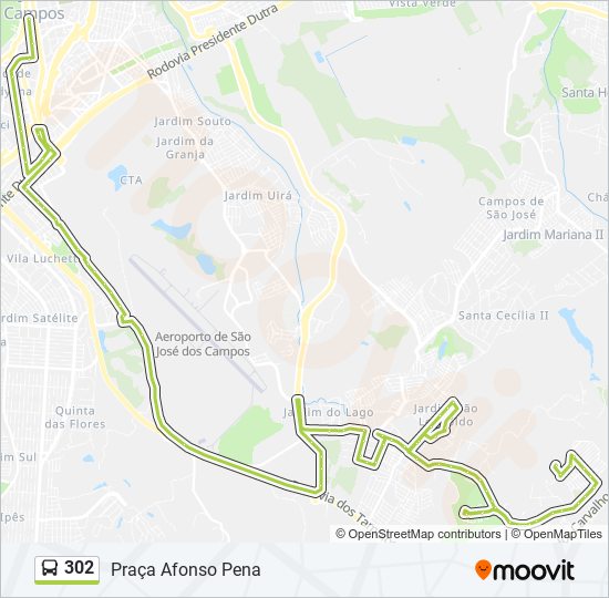 Mapa de 302 de autobús