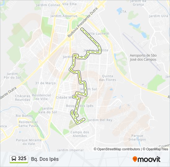 Mapa da linha 325 de ônibus