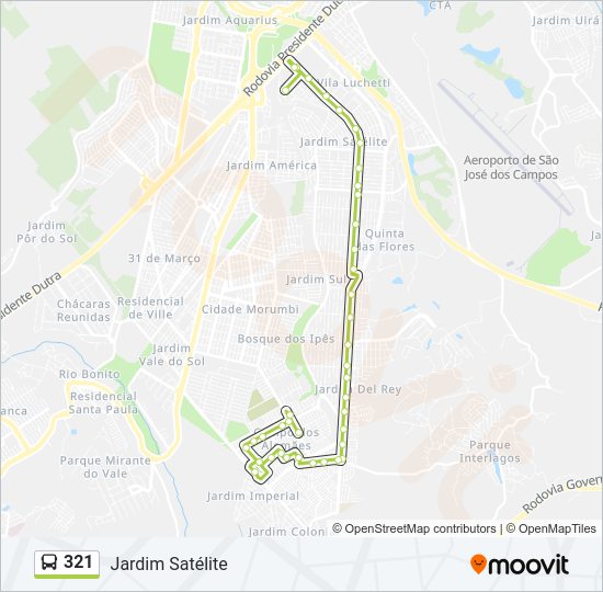 Mapa da linha 321 de ônibus