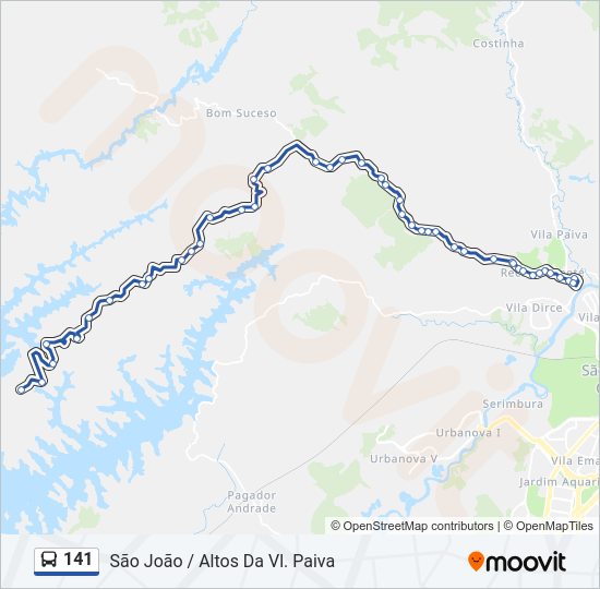 Mapa da linha 141 de ônibus