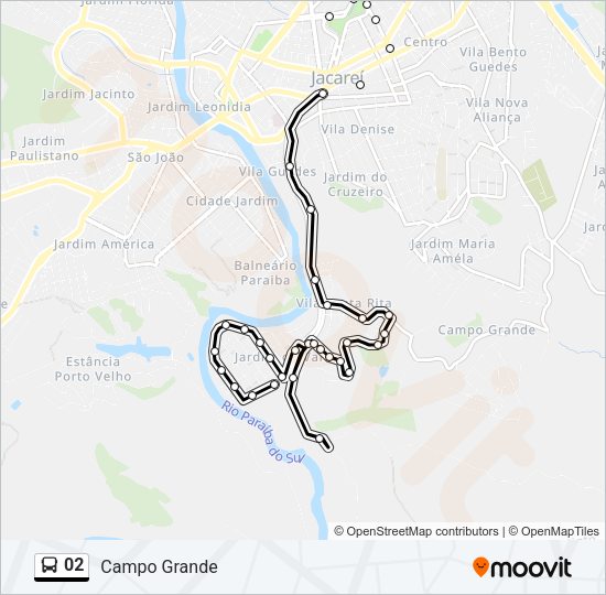 Mapa da linha 02 de ônibus