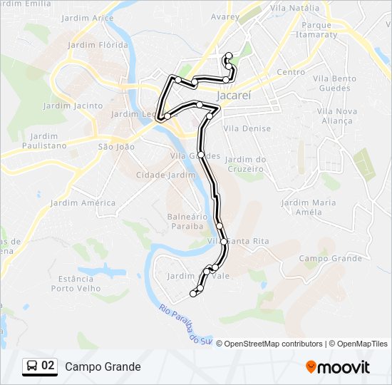 Mapa da linha 02 de ônibus