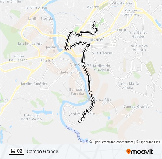 Mapa da linha 02 de ônibus