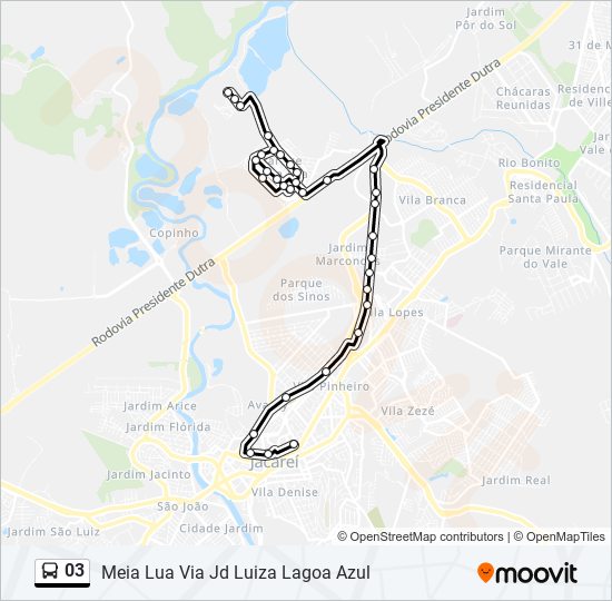 Mapa da linha 03 de ônibus