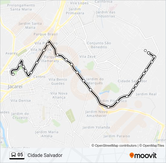 Mapa da linha 05 de ônibus