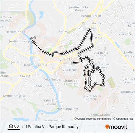 Mapa da linha 08 de ônibus