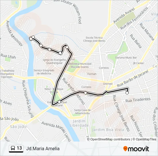 13 Bus Line Map