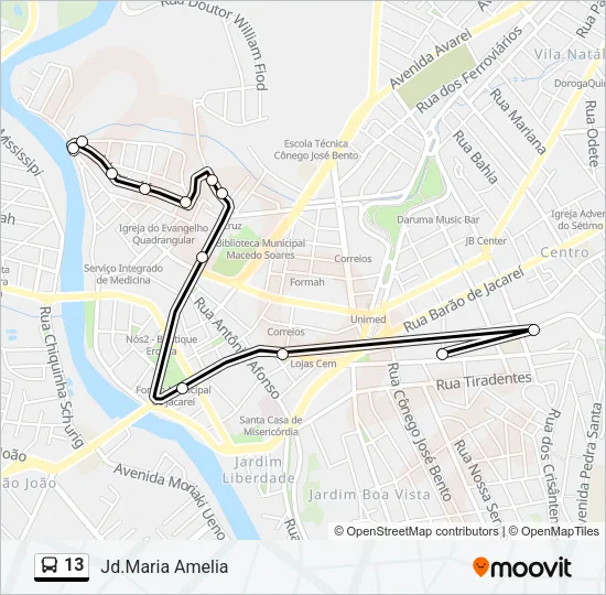 13 Bus Line Map