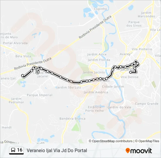 16 Bus Line Map