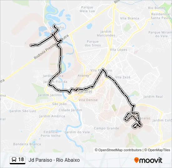 18 Bus Line Map