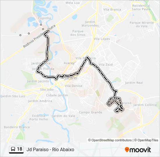 18 Bus Line Map