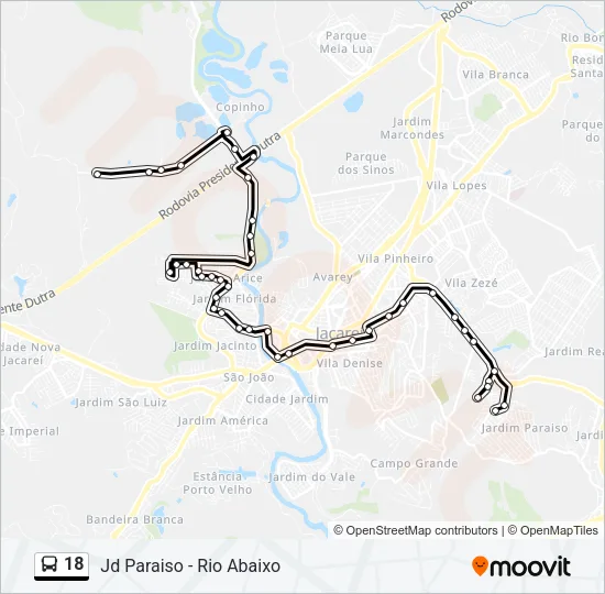 18 Bus Line Map
