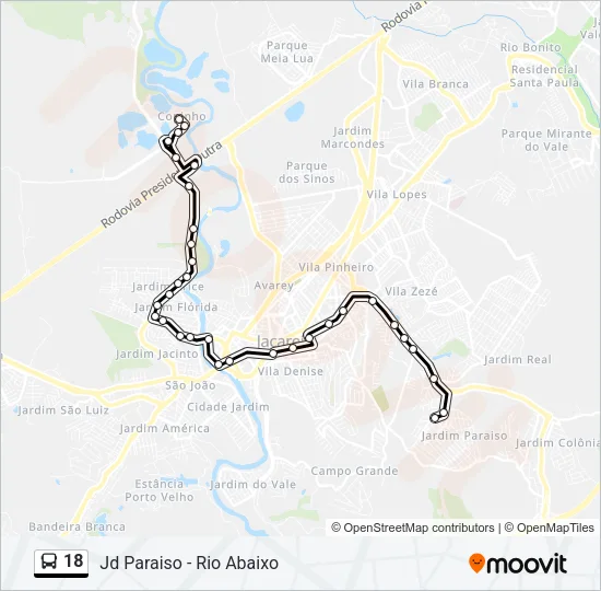 18 Bus Line Map