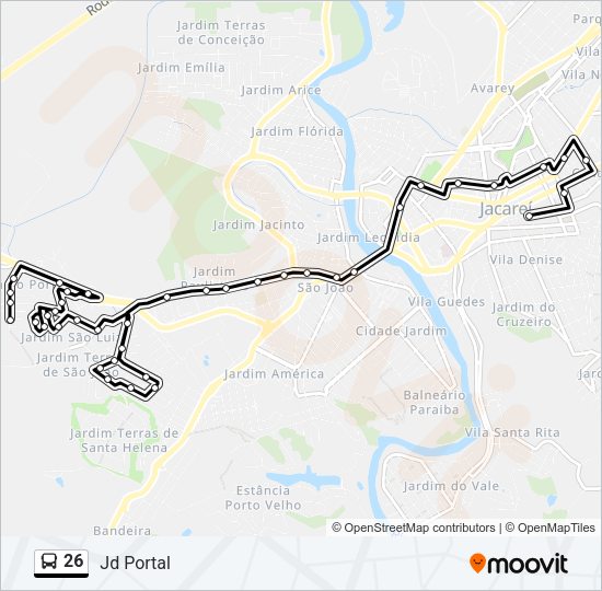 Mapa da linha 26 de ônibus
