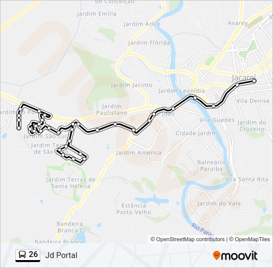 Mapa da linha 26 de ônibus