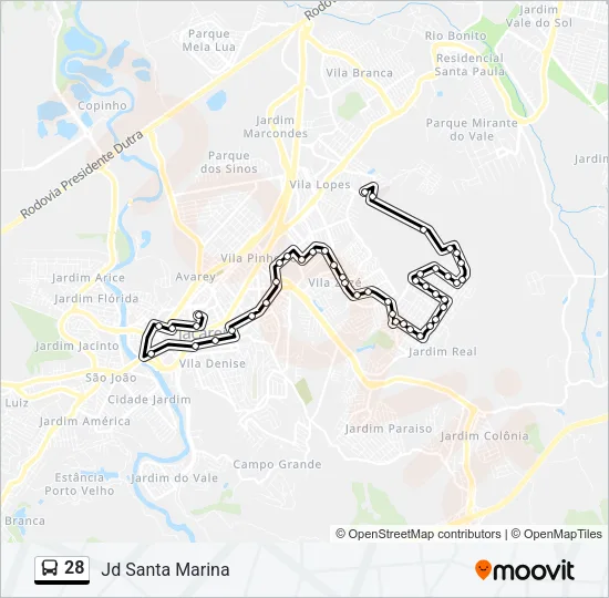 28 Bus Line Map