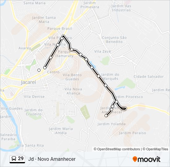 Mapa da linha 29 de ônibus