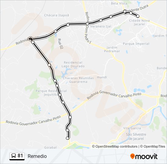 Mapa da linha 81 de ônibus