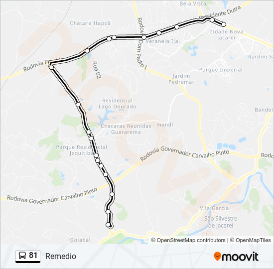 Mapa de 81 de autobús