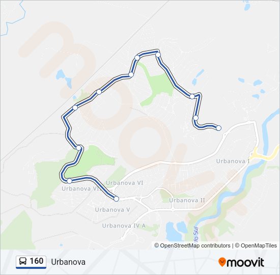 Mapa da linha 160 de ônibus