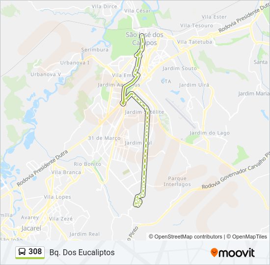 Mapa de 308 de autobús