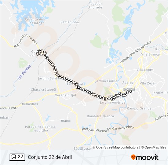 Mapa da linha 27 de ônibus