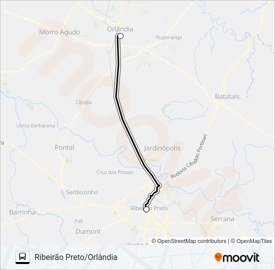 Mapa da linha 9199 - A - 2 de ônibus