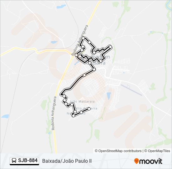 SJB-884 bus Line Map