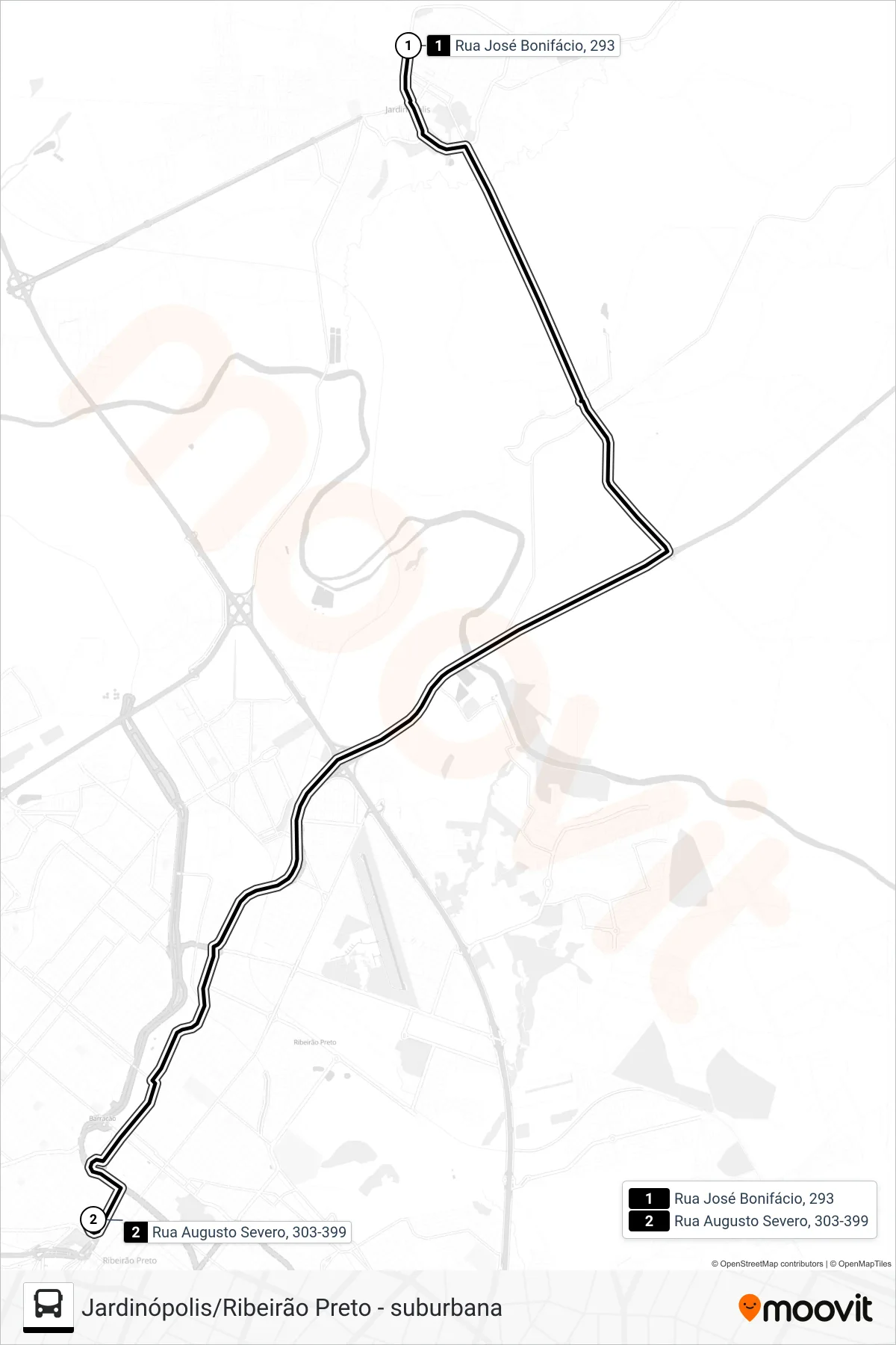 5584 - A - 1 bus Line (Rua José Bonifácio, 293→Rua Augusto Severo, 303-399) route and stops on a map