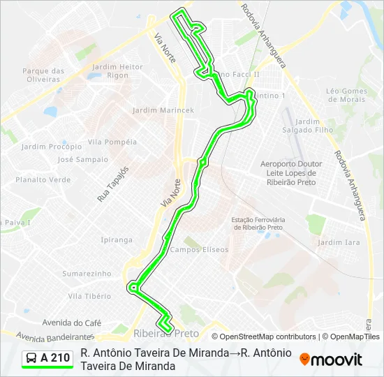 A 210 Bus Line Map