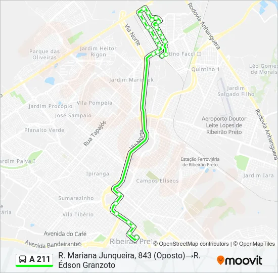 A 211 Bus Line Map