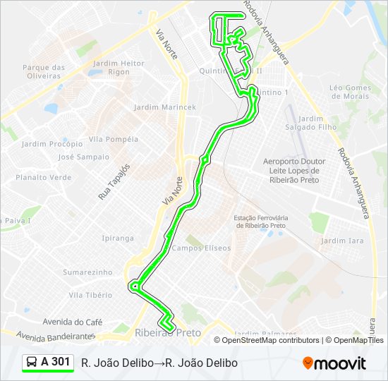 A 301 bus Line Map