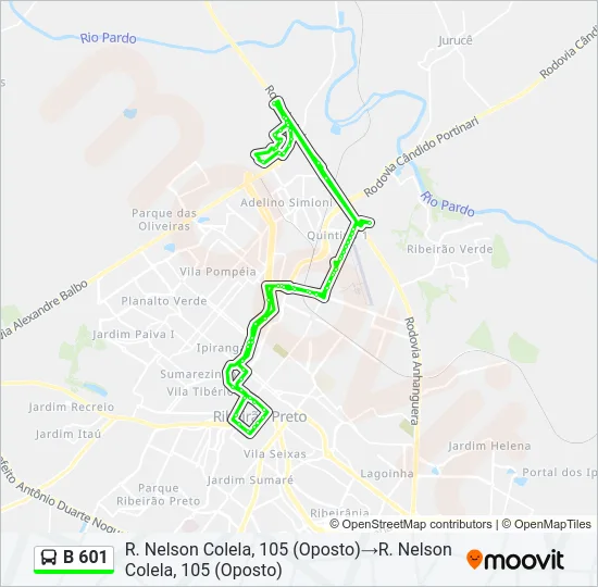 B 601 Bus Line Map