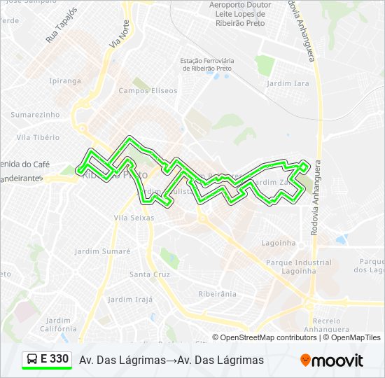 Mapa de E 330 de autobús