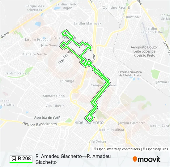 R 208 Bus Line Map