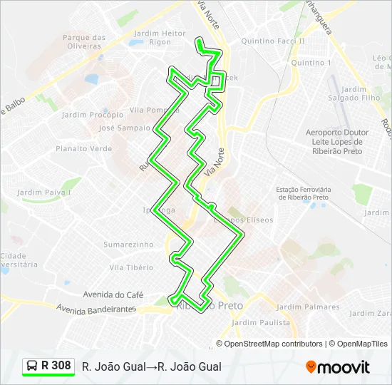 R 308 Bus Line Map
