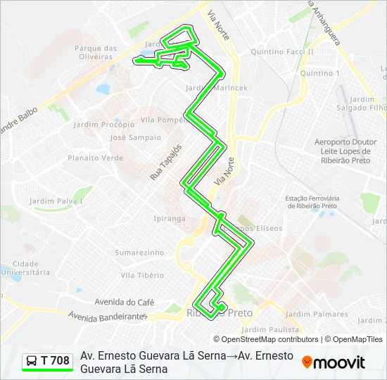 T 708 Bus Line Map