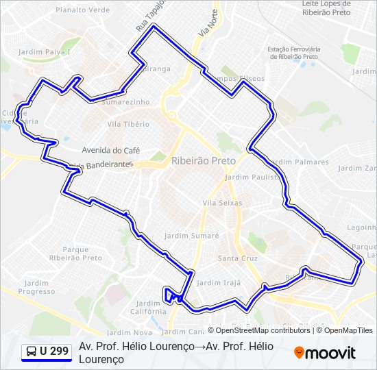 Mapa de U 299 de autobús