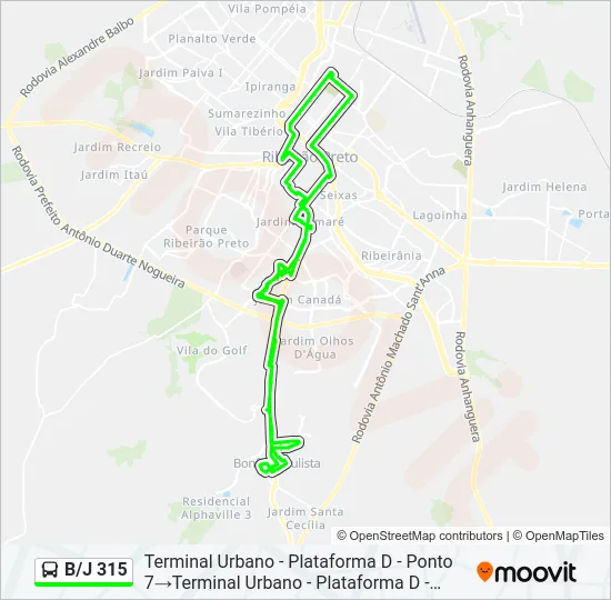 B/J 315 Bus Line Map